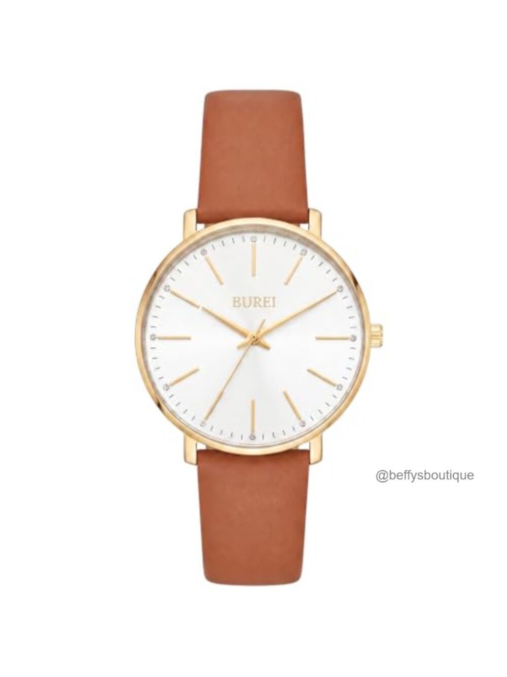 Womens Minimalist Analog Watch Leather Strap 38mm Waterproof Quartz
